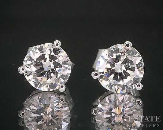 14k White Gold Round Natural .89ctw Diamond Martini Stud Earrings i19863