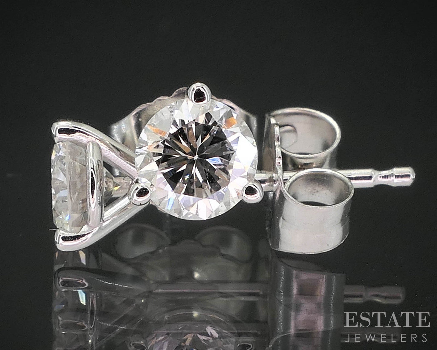 14k White Gold Round Natural .49ctw Diamond Martini Stud Earrings i19861