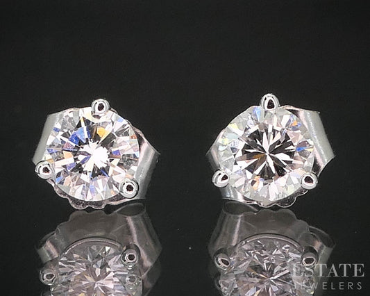 14k White Gold Round Natural .49ctw Diamond Martini Stud Earrings i19861