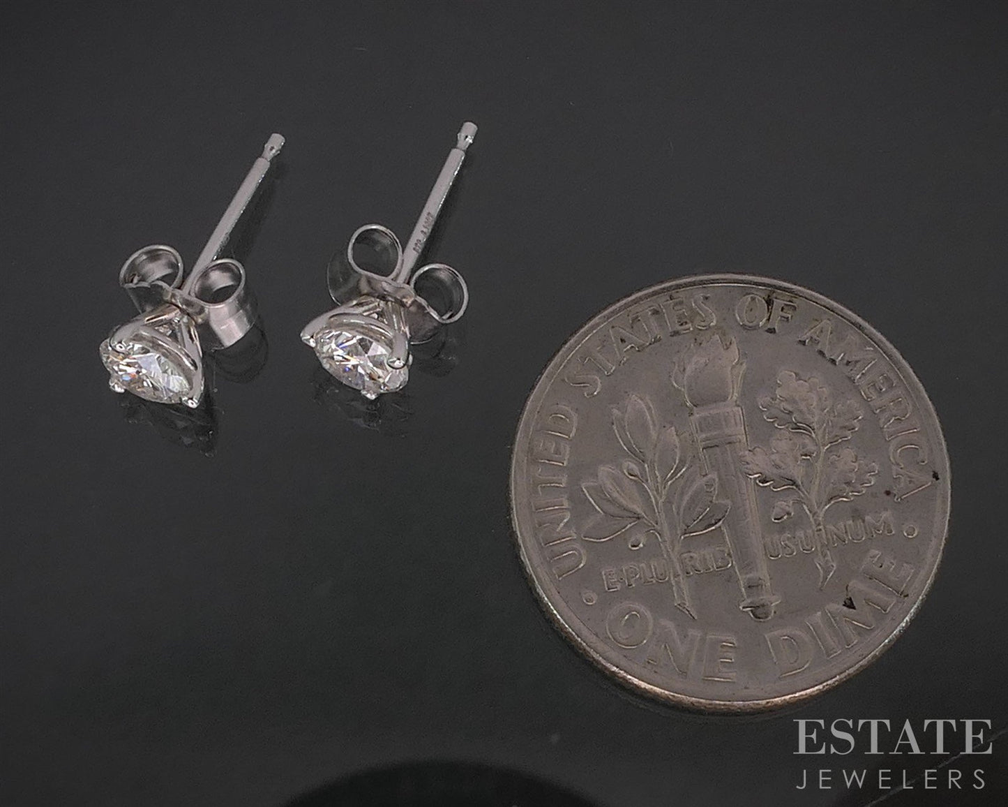 14k White Gold Round Natural .49ctw Diamond Martini Stud Earrings i19861
