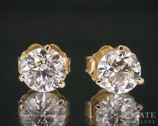 14k Yellow Gold Round Natural 1.08ctw Diamond Martini Stud Earrings i19866