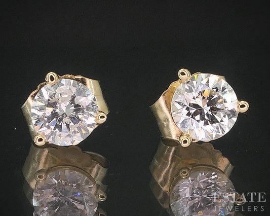 14k Yellow Gold Round Natural .50ctw Diamond Martini Stud Earrings i19862