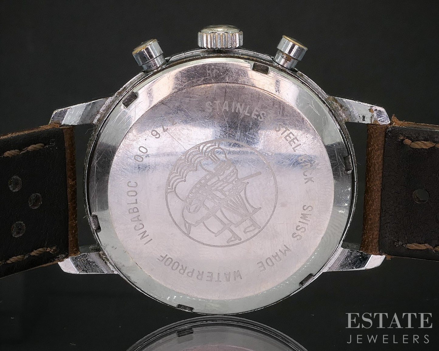 Vintage Wakmann Chronograph Panda Dial 1376.00 Valjoux 7733 Mens Watch i19890