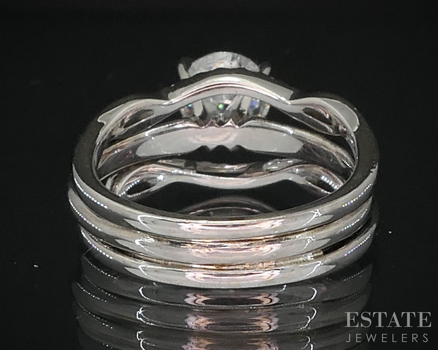 14k White Gold GSI Round Natural 1.26ct Diamond Wedding Set 6.2g i19887