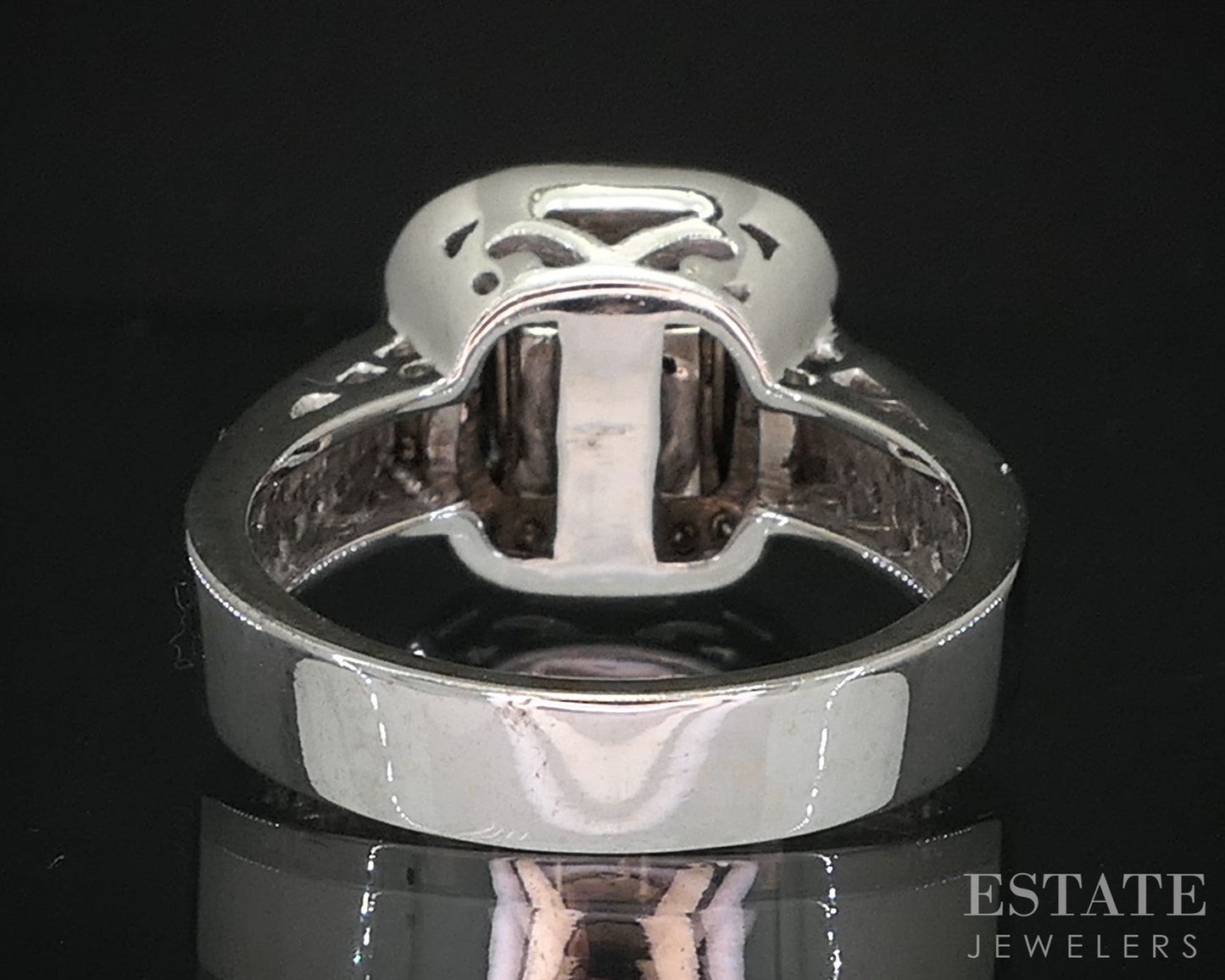 14k White Gold Square Cut Natural Pink Tourmaline & Diamond Ring 9.7g i19886
