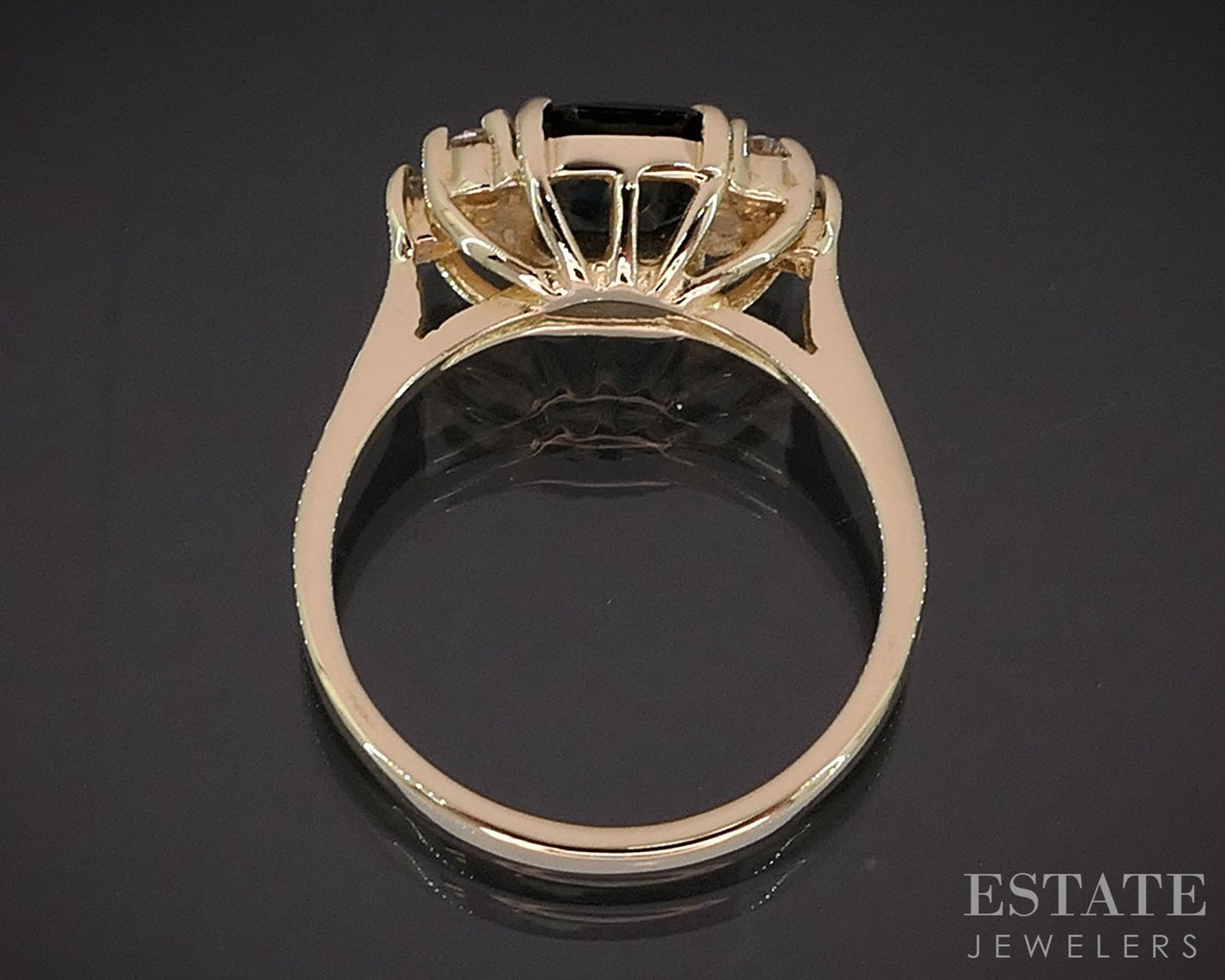 14k Yellow Gold Natural Blue-Green Sapphire & Diamond Ladies Ring 3.4g i19882