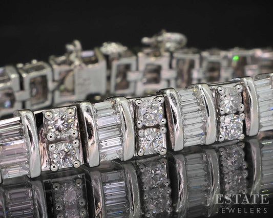 14k White Gold Natural 2.89ctw Diamond Ladies Tennis Bracelet 25g 7.25"L i19885