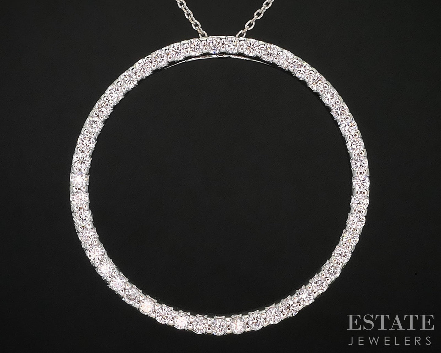 18k White Gold Roberto Coin Natural 1ctw Diamond Circle Necklace 6g 18"L i19881