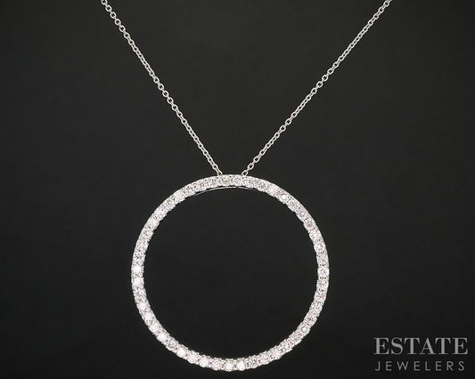 18k White Gold Roberto Coin Natural 1ctw Diamond Circle Necklace 6g 18"L i19881