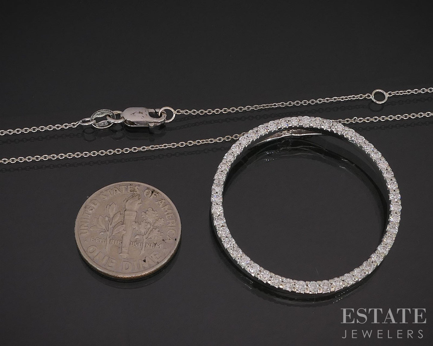 18k White Gold Roberto Coin Natural 1ctw Diamond Circle Necklace 6g 18"L i19881