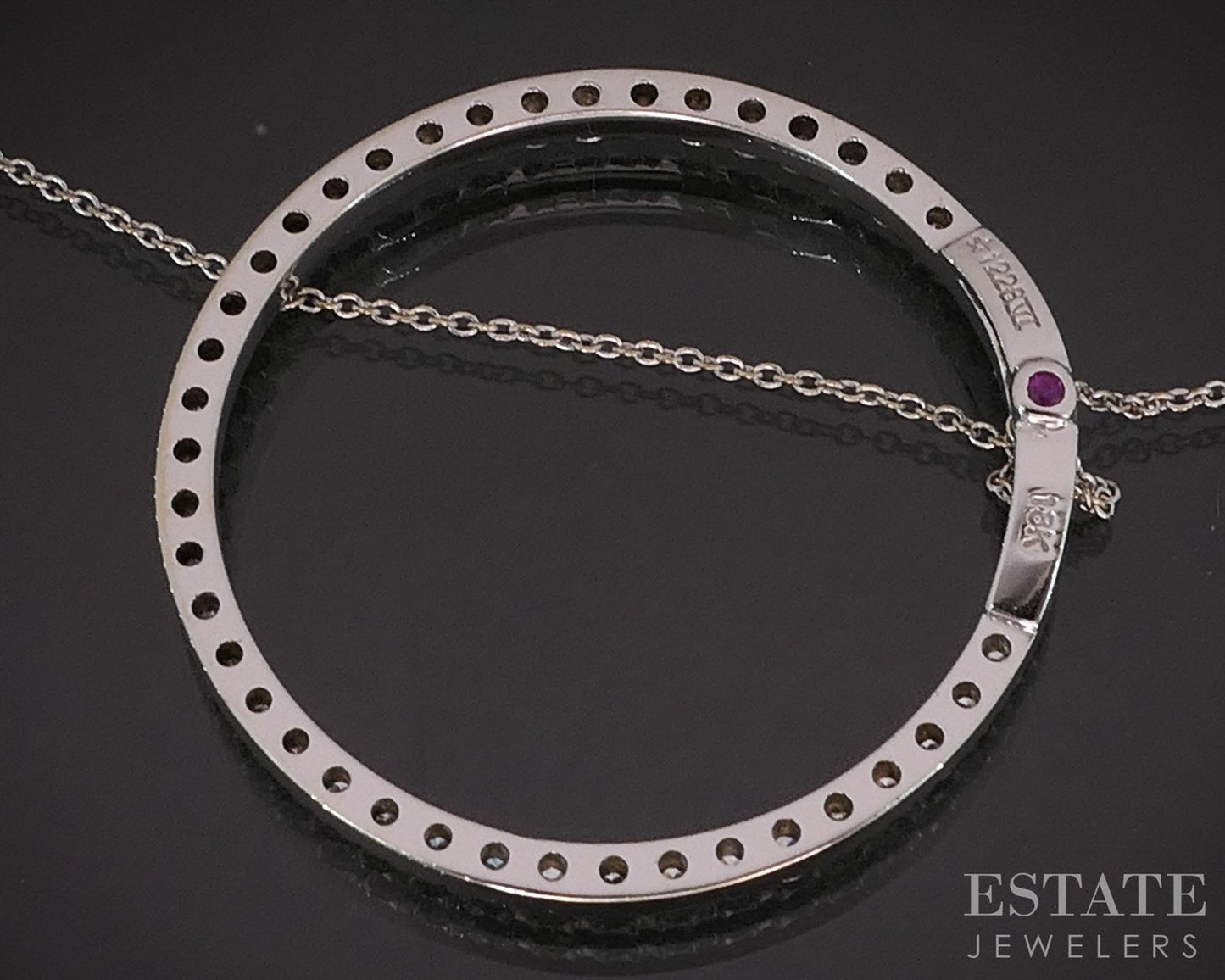 18k White Gold Roberto Coin Natural 1ctw Diamond Circle Necklace 6g 18"L i19881