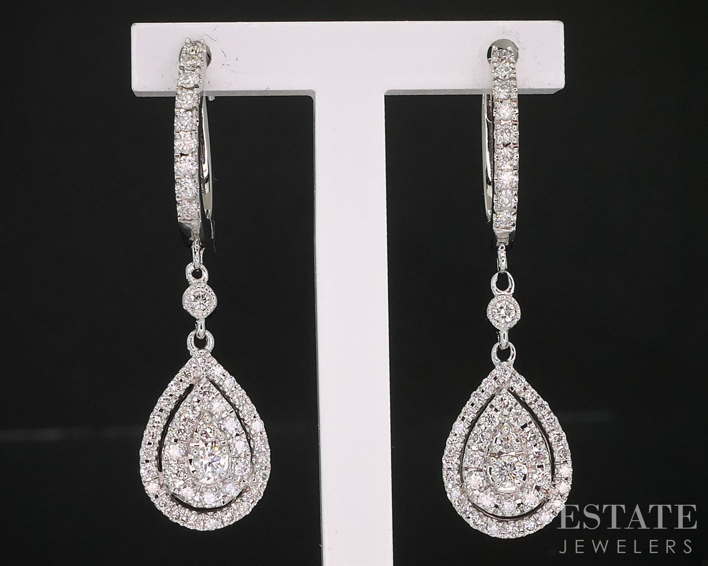 14k White Gold Natural .50ctw Diamond Neil Lane Teardrop Earrings 5.2g i19871