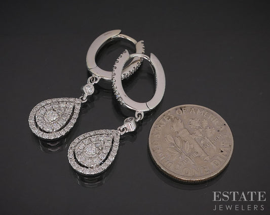 14k White Gold Natural .50ctw Diamond Neil Lane Teardrop Earrings 5.2g i19871