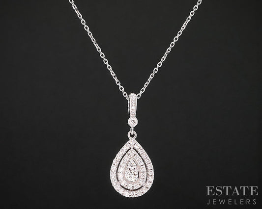 14k White Gold Natural .50ctw Diamond Neil Lane Teardrop Necklace 4.7g i19870
