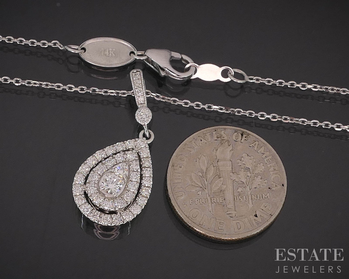 14k White Gold Natural .50ctw Diamond Neil Lane Teardrop Necklace 4.7g i19870