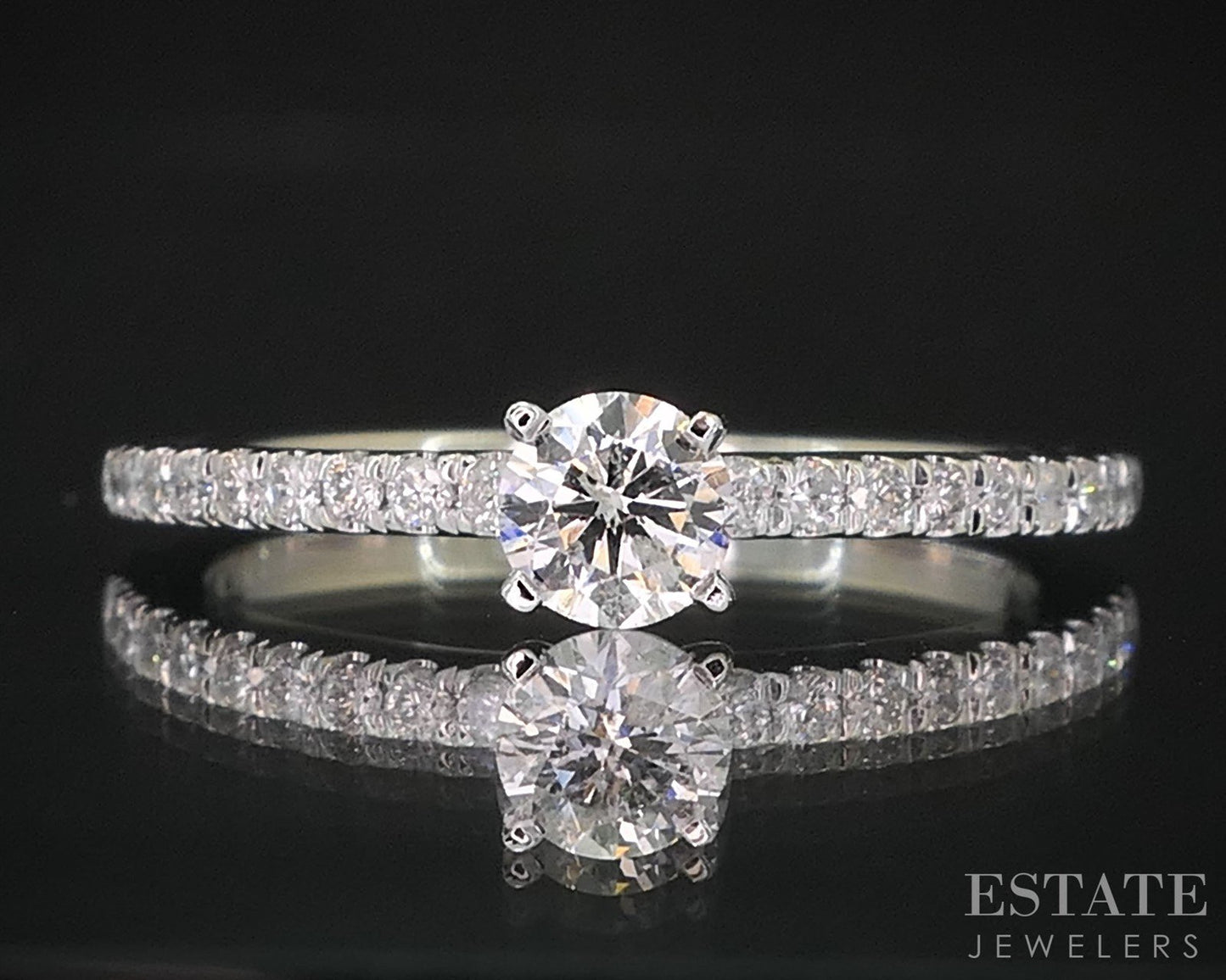 14k White Gold Round Natural .34ctw Diamond Engagement Ring 2.1g i19883
