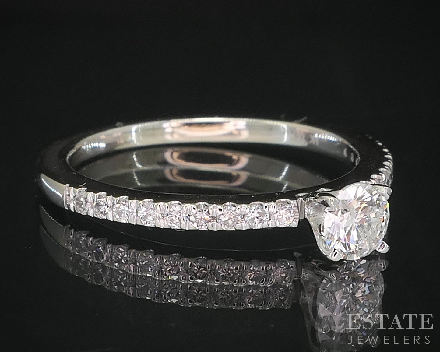 14k White Gold Round Natural .34ctw Diamond Engagement Ring 2.1g i19883