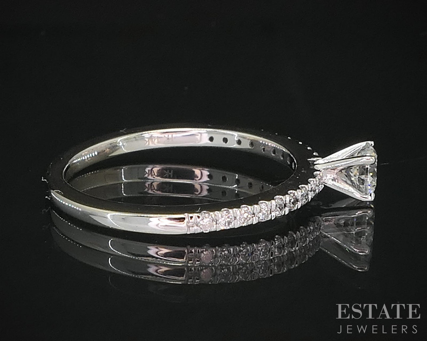 14k White Gold Round Natural .34ctw Diamond Engagement Ring 2.1g i19883