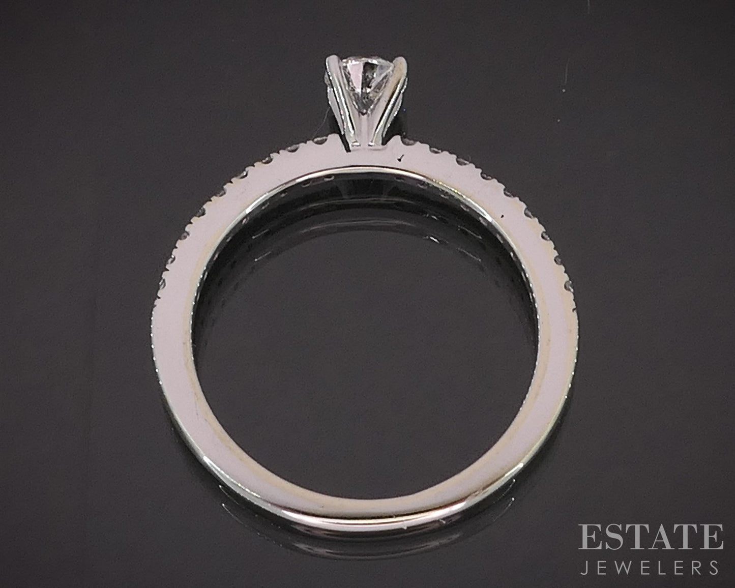 14k White Gold Round Natural .34ctw Diamond Engagement Ring 2.1g i19883