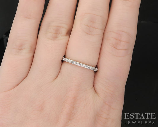 14k White Gold Natural .10ctw Diamond Ladies Wedding Band 2.1g i19884