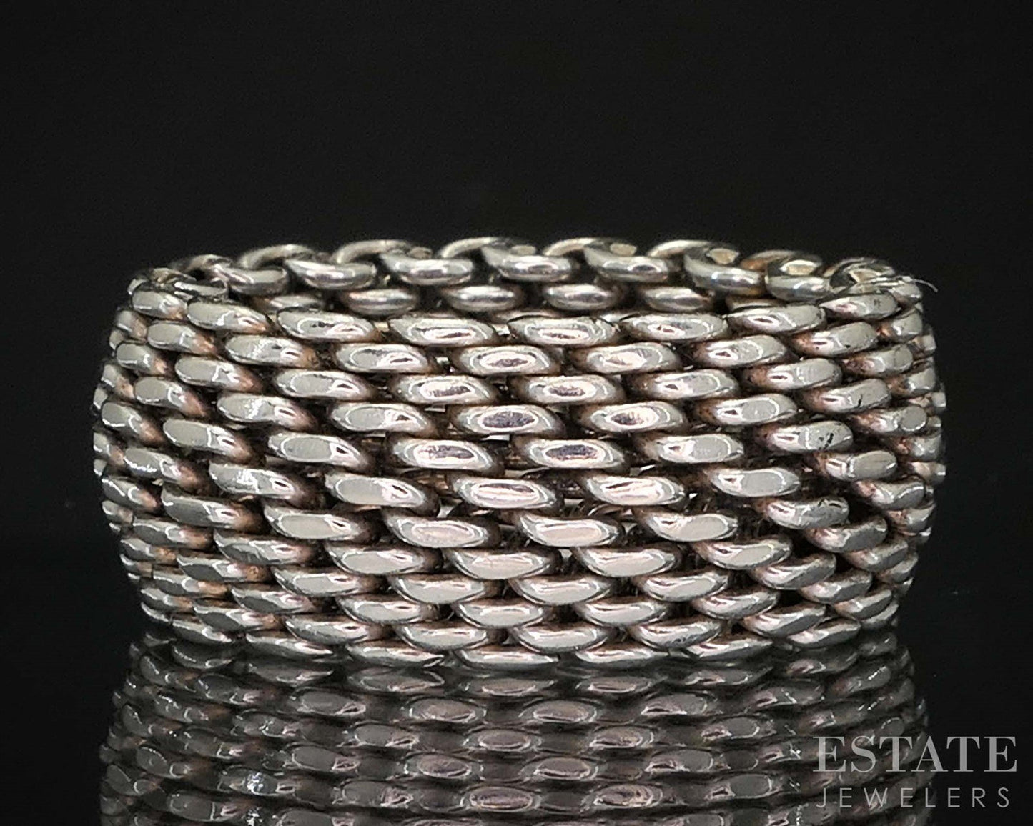Sterling Silver Tiffany & Co. 9mm Mesh Ladies Band Ring 7.9g i19877