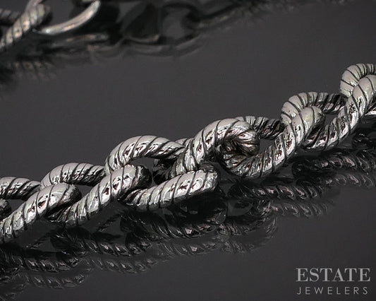 Sterling Tiffany & Co. Textured Curb Link Chain Ladies Bracelet 21.1g 8"L i19876