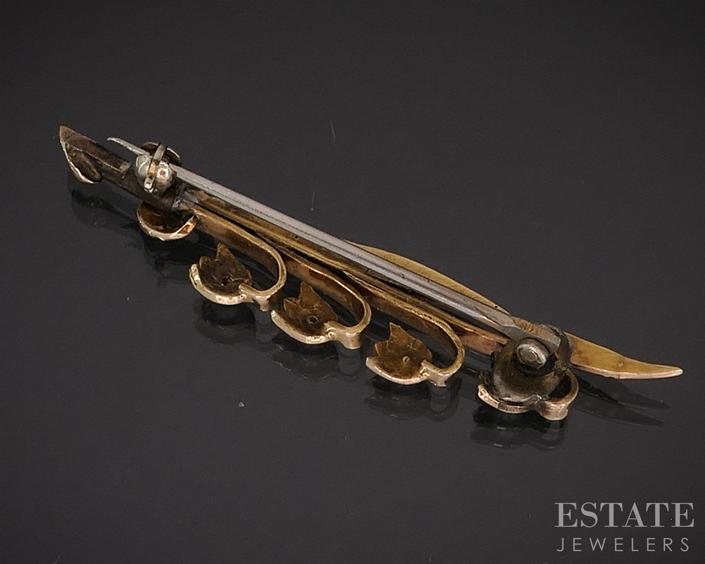 Antique 10k Yellow Gold Lily of the Valley Seed Pearl Pin Brooch 1.9g i19875