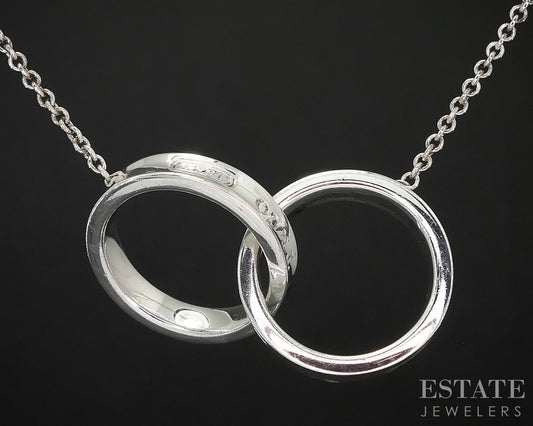 Sterling 1837 Tiffany & Co. Interlocking Double Circle Link Necklace 9.8g i19874