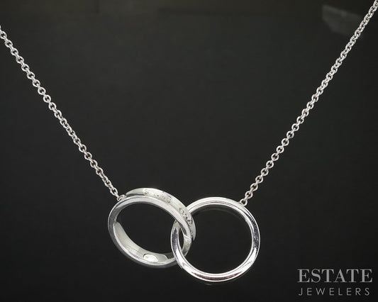 Sterling 1837 Tiffany & Co. Interlocking Double Circle Link Necklace 9.8g i19874