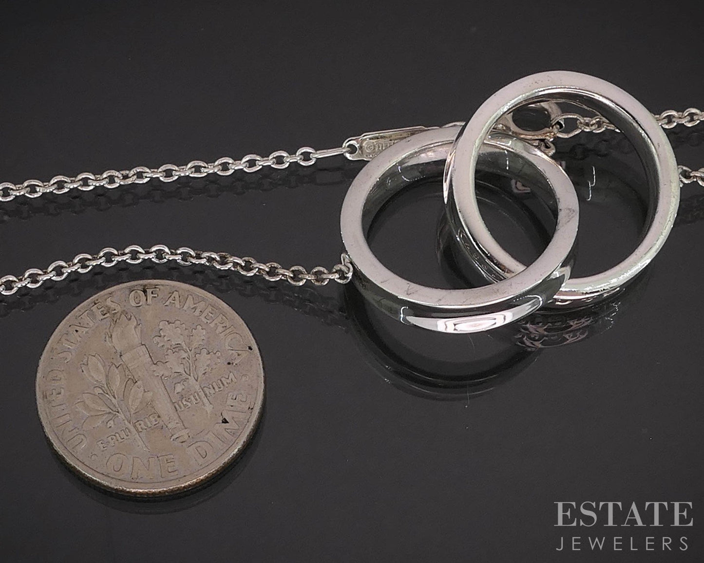 Sterling 1837 Tiffany & Co. Interlocking Double Circle Link Necklace 9.8g i19874