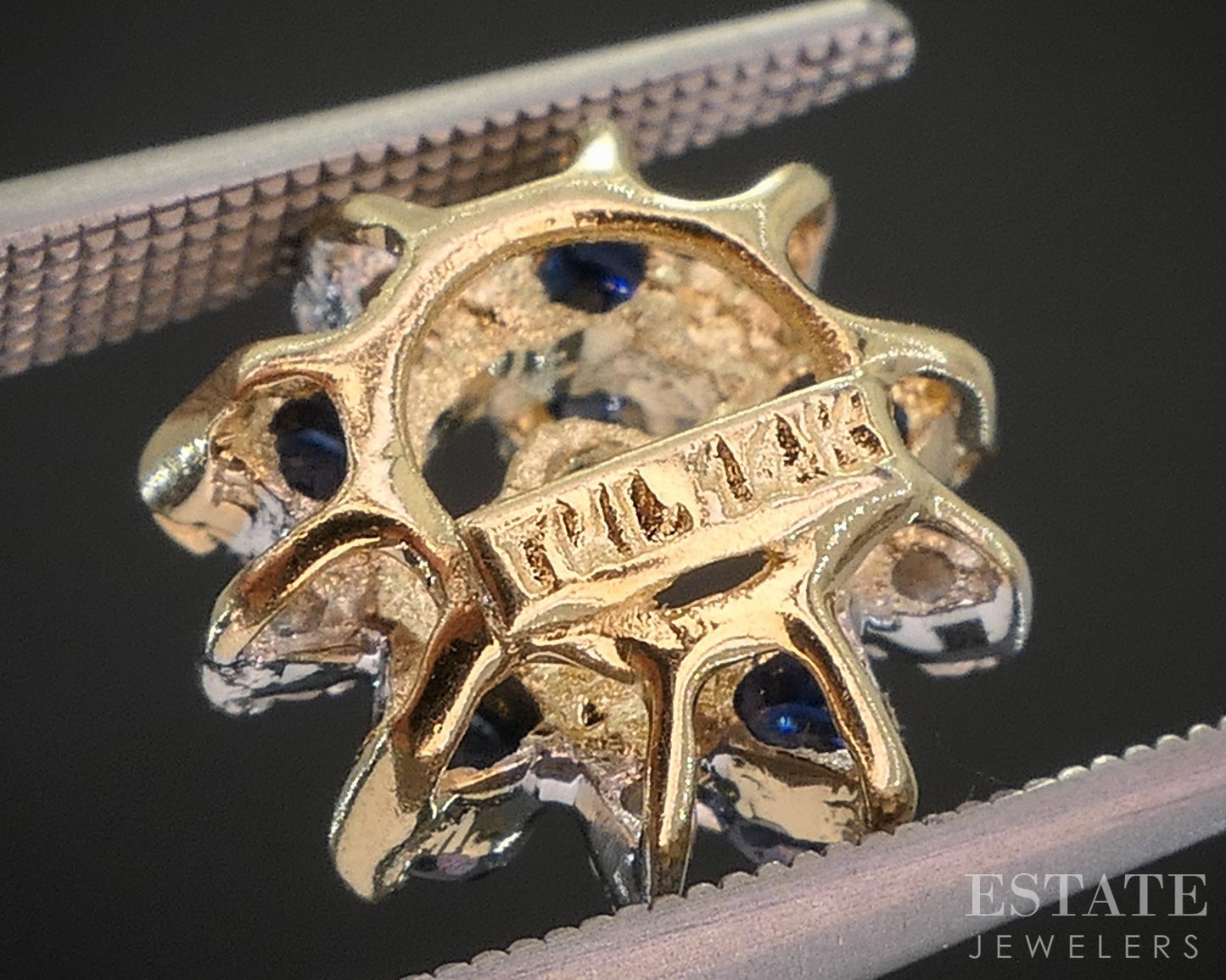 14k Yellow Gold Natural Blue Sapphire & Diamond Stud Earring Enhancers i19908b