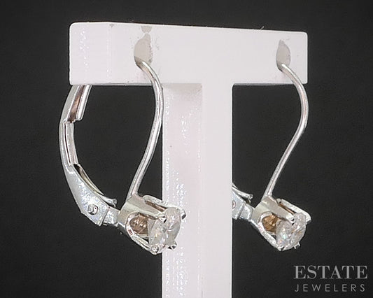 14k Yellow Gold Natural .42ctw Diamond Leverback Bar Earrings 0.9g i19909b