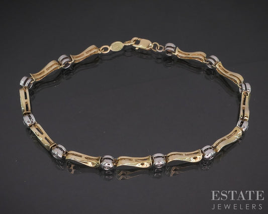 10k Two Tone Gold Natural .25ctw Diamond Tennis Bracelet 6.9g 7"L i19906b