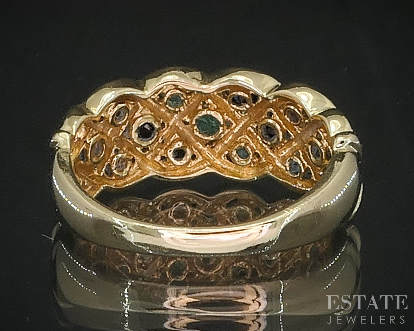 14k Yellow Gold Natural Multi Gem Celtic Knot Ladies Band Ring 3.6g i19903b