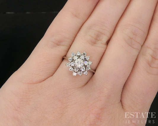 Antique 14k White Gold Natural .18ctw Diamond Cluster Ladies Ring 3.3g i19896b