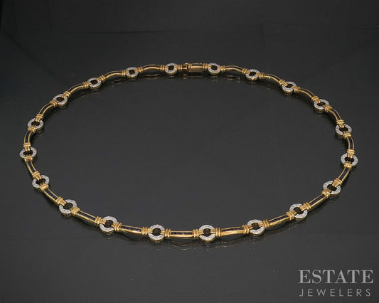 18k Yellow Gold Natural Blue Sapphire & Diamond Ladies Necklace 24g 17"L i19936