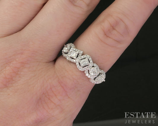 10k White Gold Natural .80ctw Diamond Multi Cut Ladies Band Ring 4.3g i19918