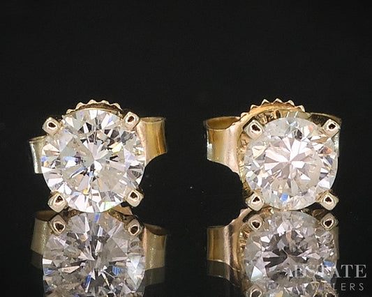 14k Yellow Gold Round Natural .38ctw Diamond Stud Earrings i19917