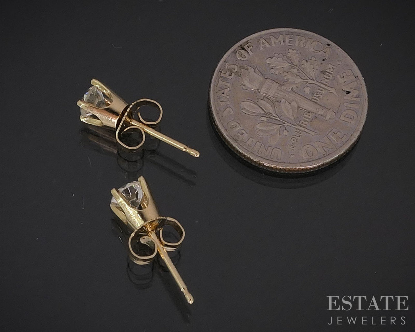14k Yellow Gold Round Natural .38ctw Diamond Stud Earrings i19917