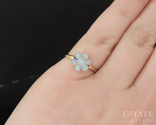 Antique Victorian 10k Yellow Gold Natural Opal Cluster Ring 1.1g i19930