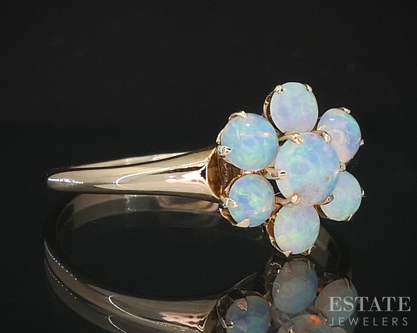 Antique Victorian 10k Yellow Gold Natural Opal Cluster Ring 1.1g i19930