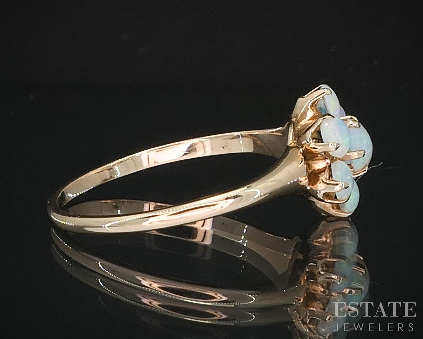 Antique Victorian 10k Yellow Gold Natural Opal Cluster Ring 1.1g i19930