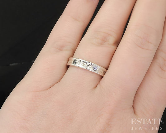 Sterling Silver Tiffany & Co. 1837 Collection Blue Sapphire Band Ring 3g i19935