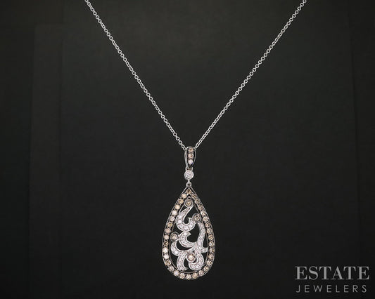 14k Vanilla Gold LeVian Natural Chocolate & Vanilla Diamond Necklace 5.1g i19932