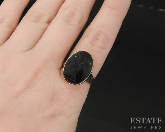 Antique Victorian 14k Yellow Gold Carnelian Hyegia Intaglio Ring 7.5g i19924