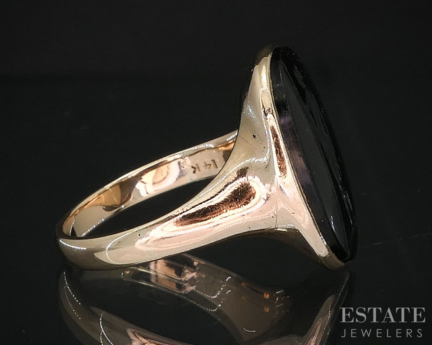 Antique Victorian 14k Yellow Gold Carnelian Hyegia Intaglio Ring 7.5g i19924