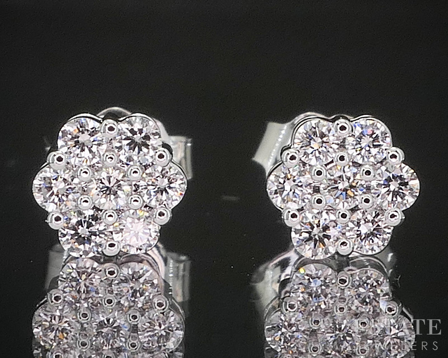 10k White Gold Lab Created .55ctw Diamond Cluster Stud Earrings i19941
