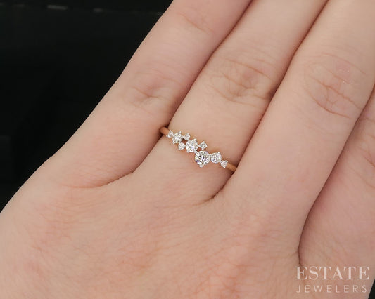 10k Yellow Gold Lab Created .27ctw Diamond Scattered Ladies Band Ring 1g i19947