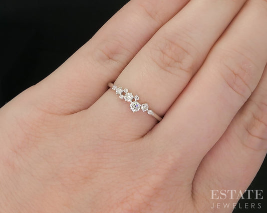 10k White Gold Lab Created .27ctw Diamond Scattered Ladies Band Ring 1g i19946