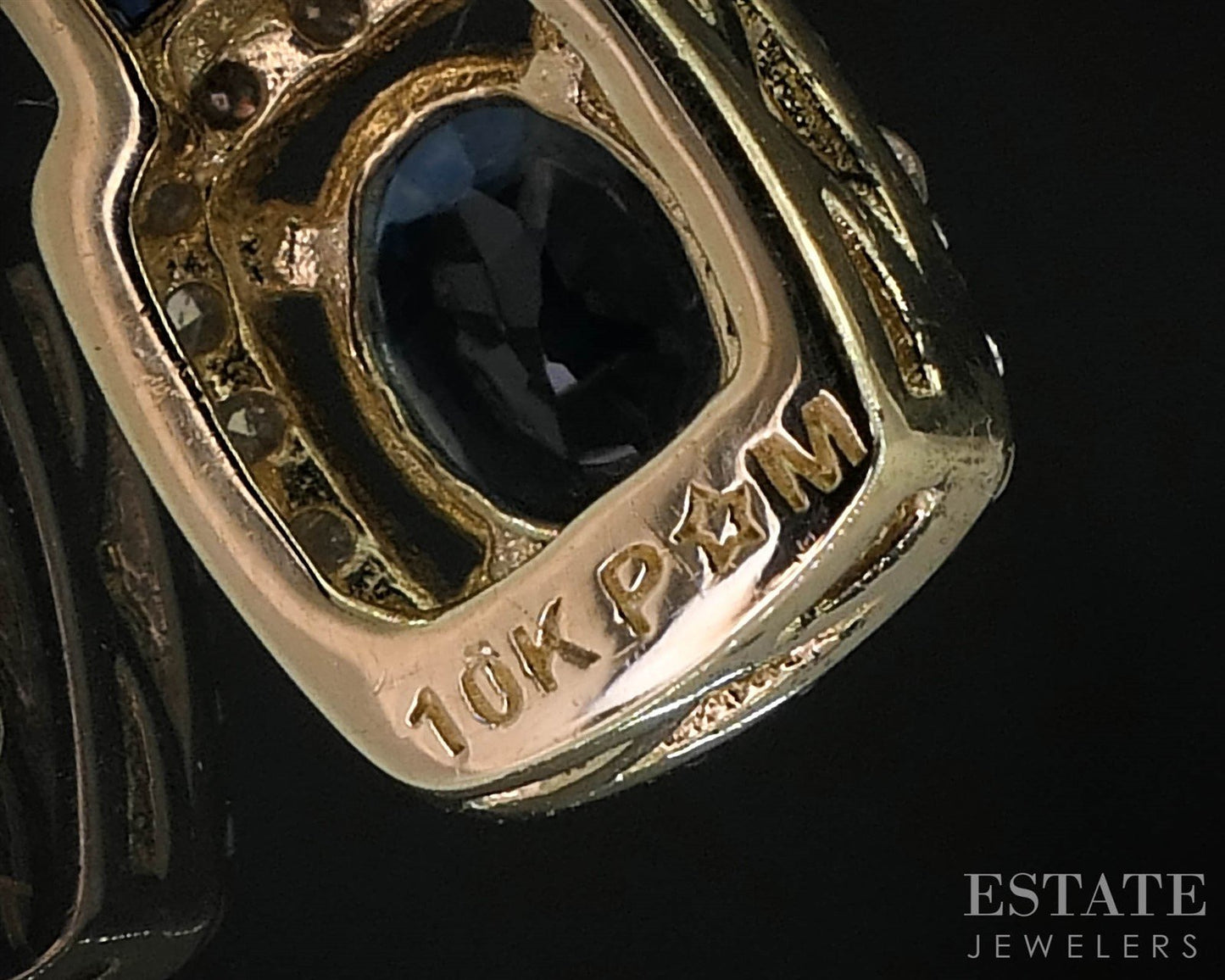 10k Yellow Gold Natural Blue Sapphire & Diamond Stud Drop Earrings 1.6g i19997b